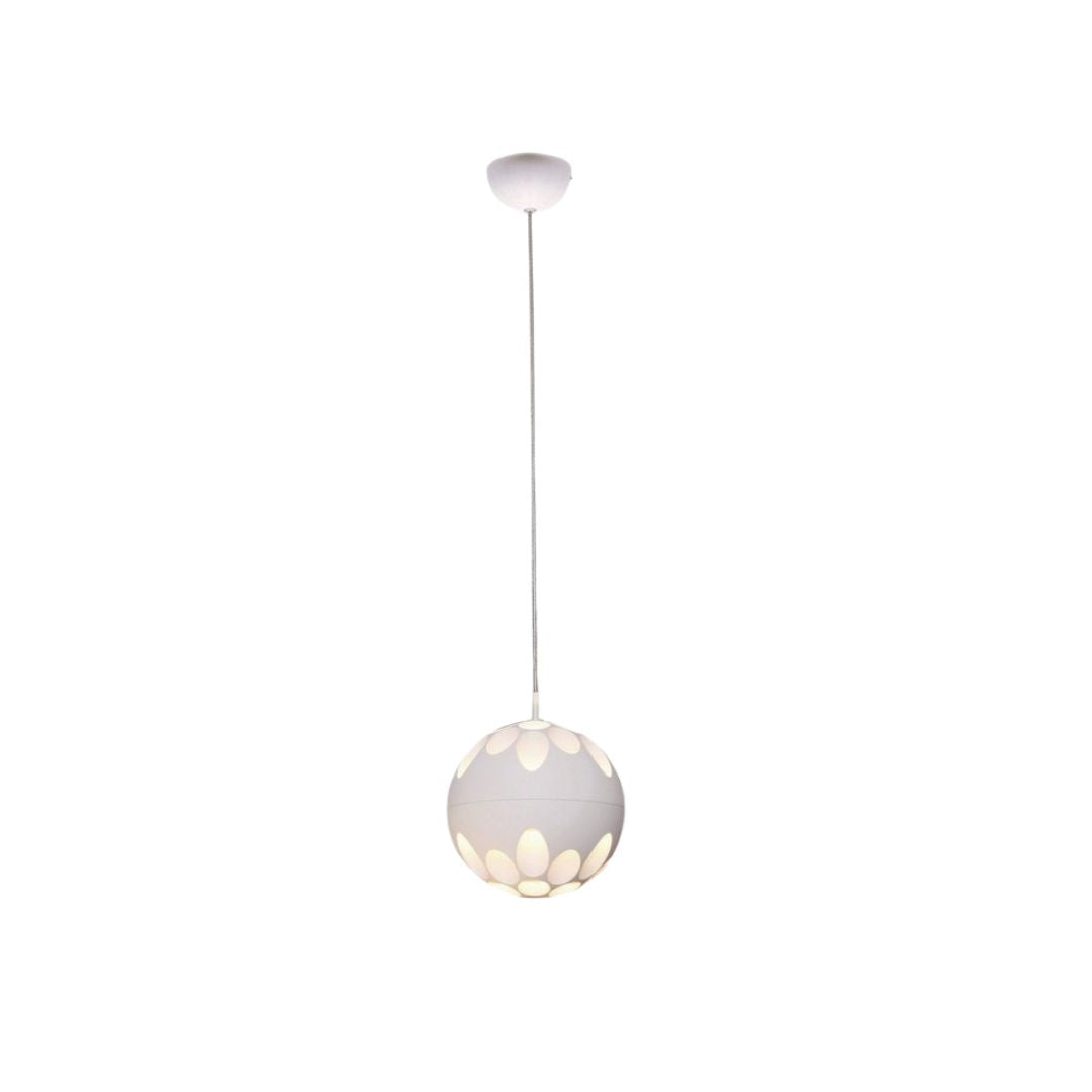 Candeeiro suspenso LED bola de metal branco 18W 2700K