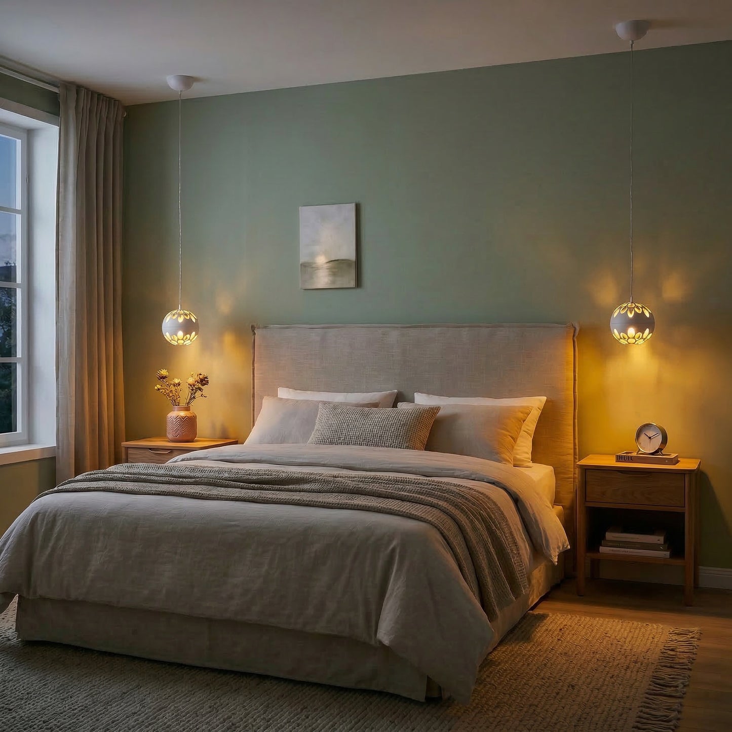 Lampe à Suspension LED Boule en Métal Blanc 18W 2700K