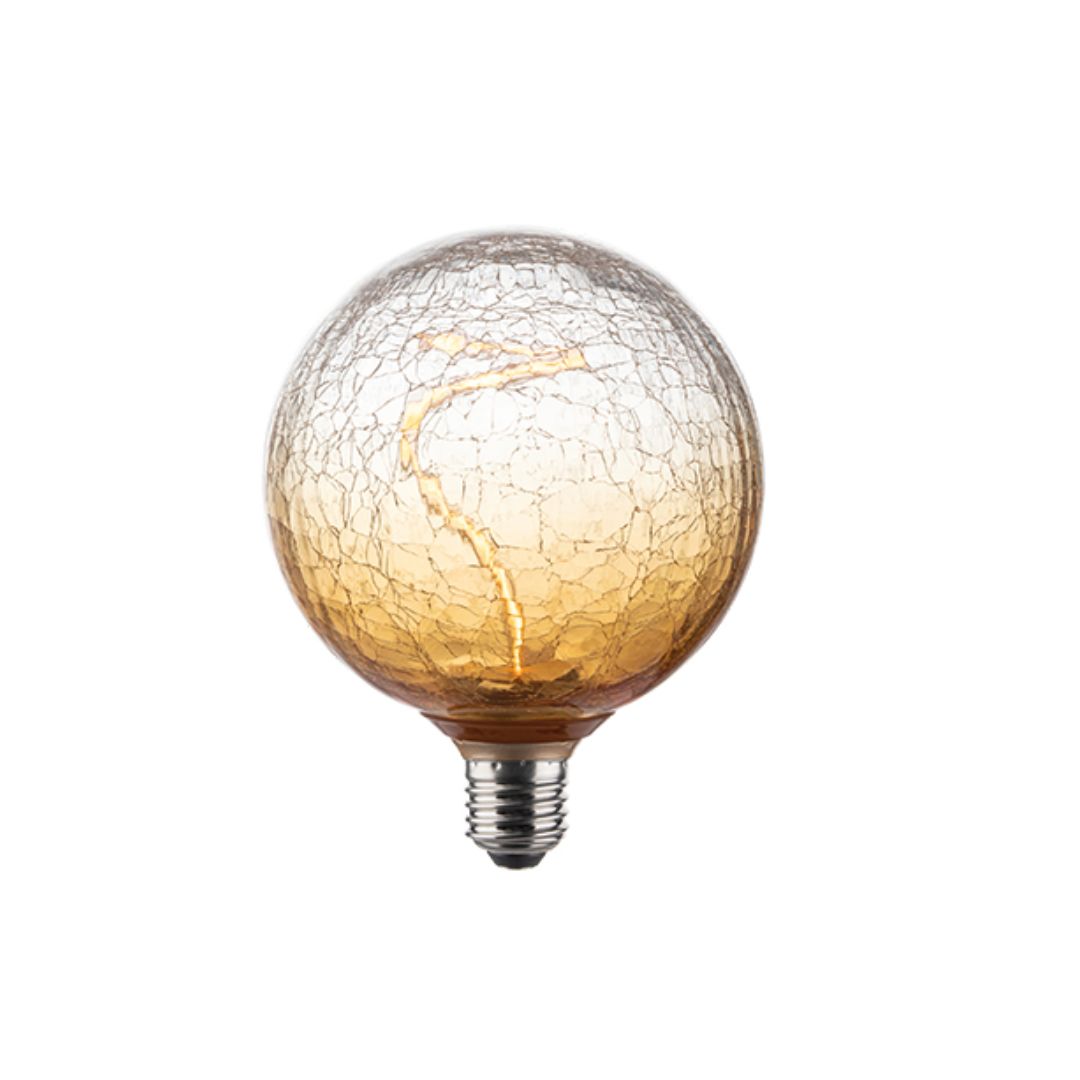 Bombilla LED Globo Craquelada Dorada 3,5W E27 1800K – Luz Cálida Ámbar