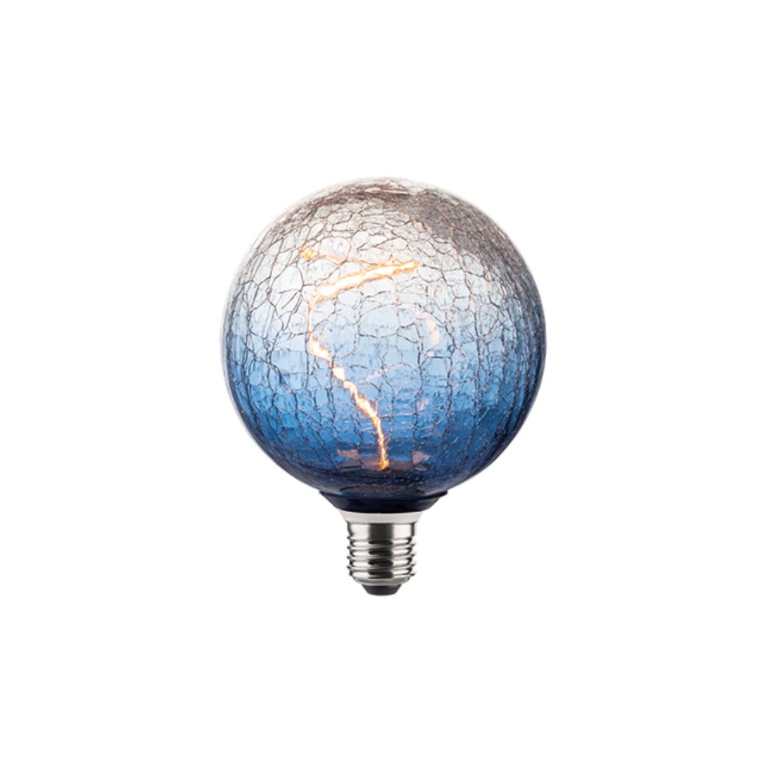 Bombilla LED Globo Craquelada Azul 3,5W E27 1800K – Luz Cálida Ámbar