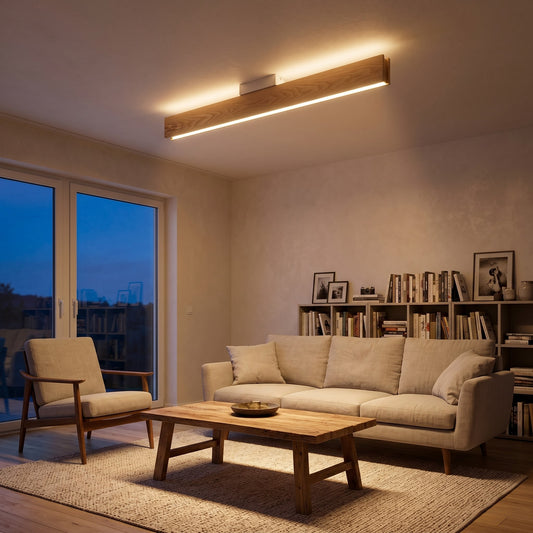 Lámpara de Techo LED Madera de Fresno 50W Blanco Cálido 3000K – Luz Bidireccional