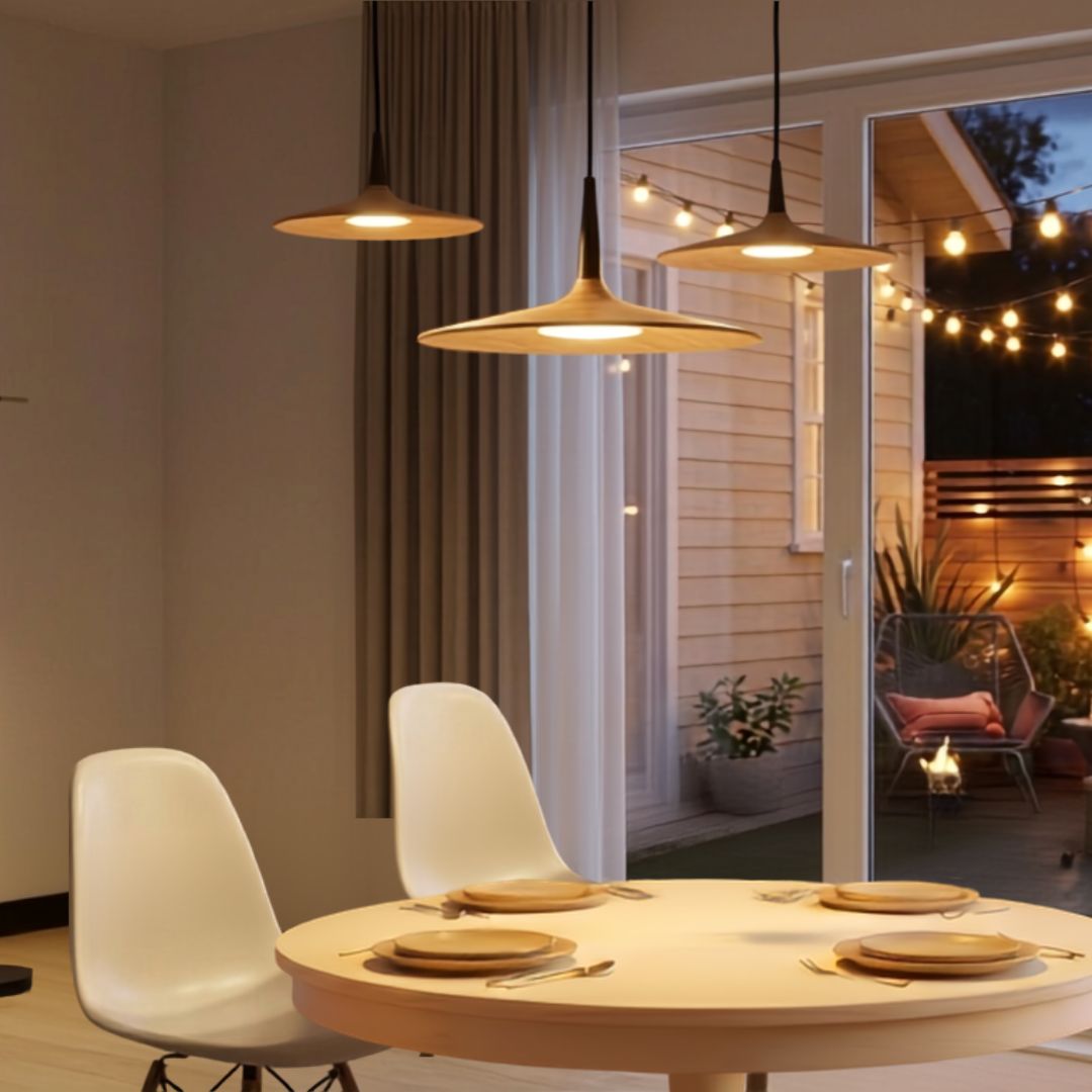 Suspension LED 5W 3000K Cercle en Bois - Éclairage Moderne et Naturel