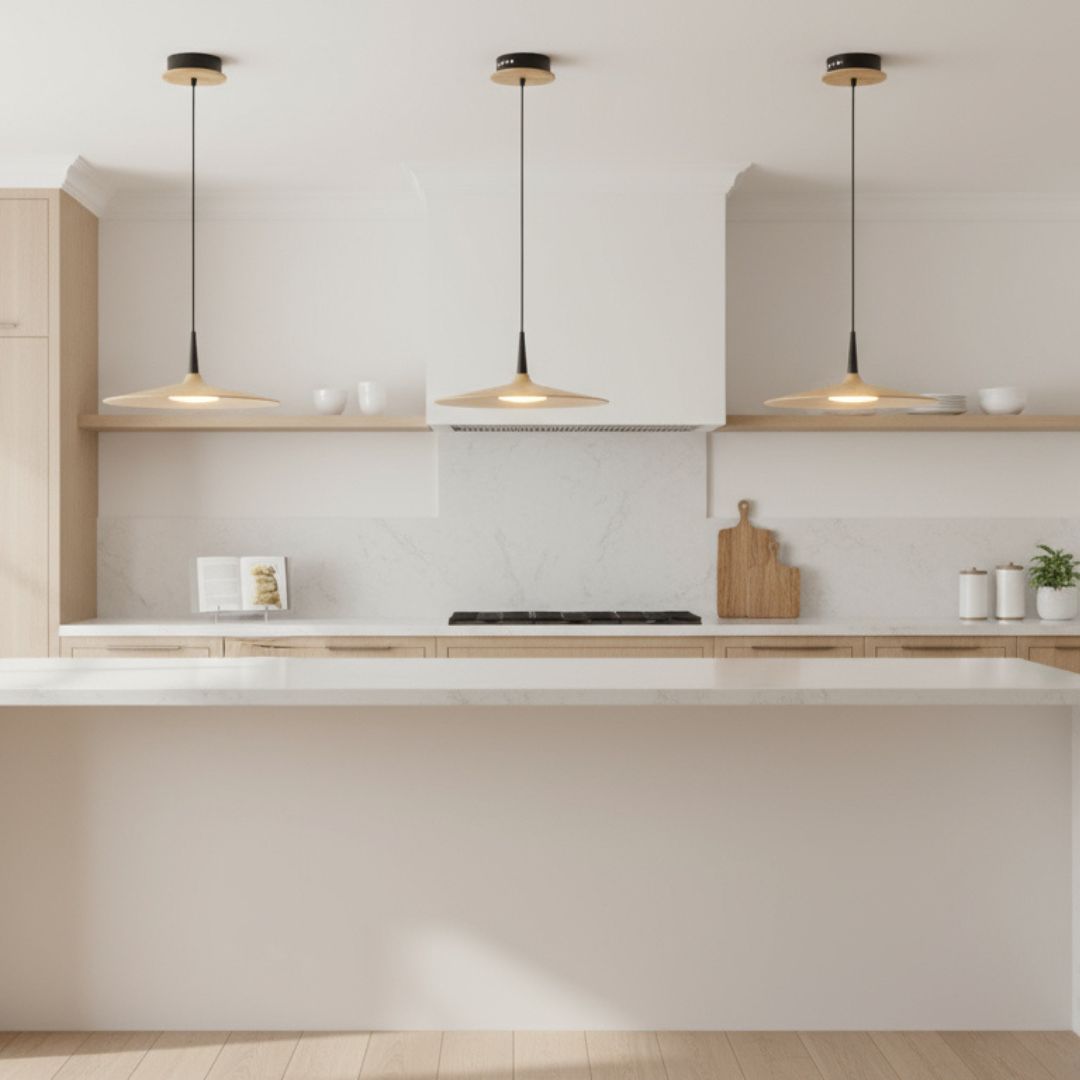 Candeeiro Suspenso LED 5W 3000K Círculo de Madeira - Iluminação Moderna e Natural