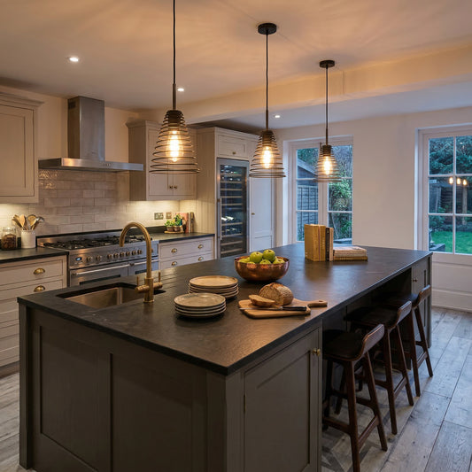 Lámpara Colgante de Techo Cono Muelle Metal Negro