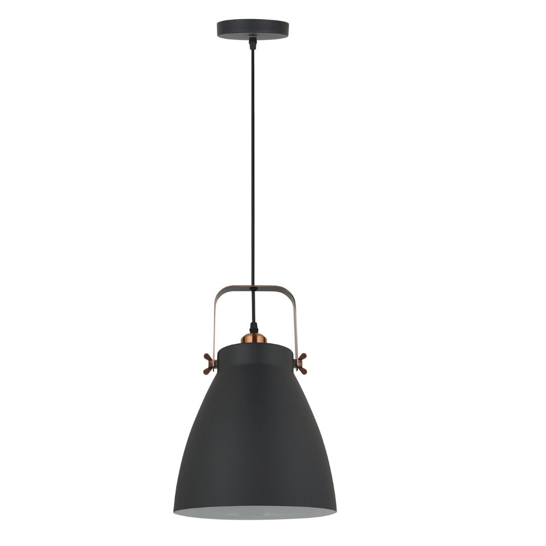 Lampe à Suspension en Métal Noir et Cuivré - Élégance et Style Industriel