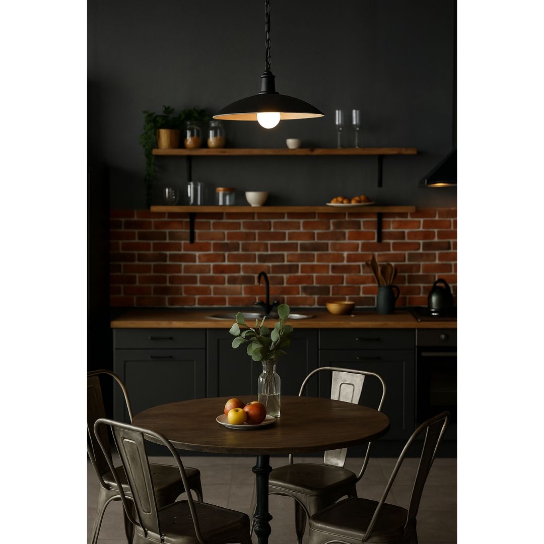 Lámpara Colgante Estilo Industrial con Tulipa Negra de Metal