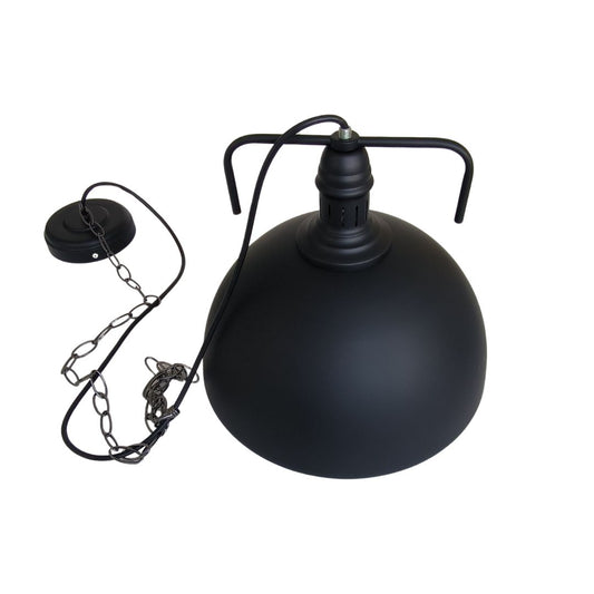 Lámpara colgante de techo negra mate con tulipa redonda e interior blanco