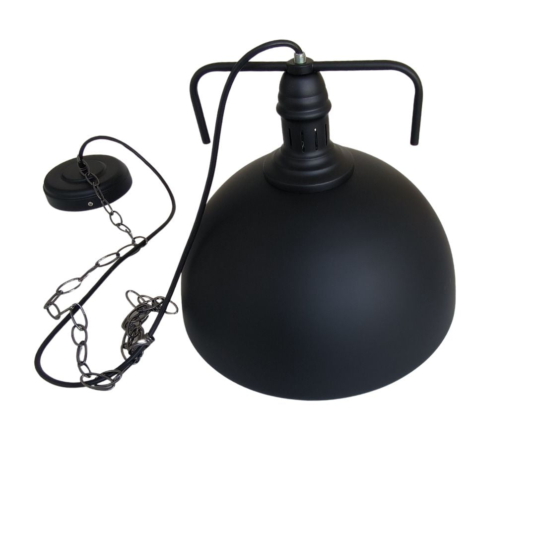 Lámpara colgante de techo negra mate con tulipa redonda e interior blanco