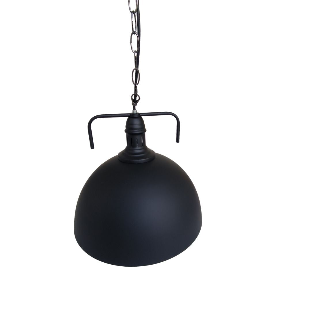 Lámpara colgante de techo negra mate con tulipa redonda e interior blanco