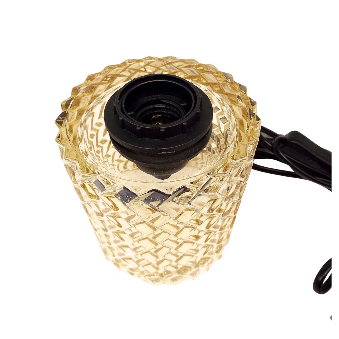 Lampe de table, base en cristal doré avec câble, prise et interrupteur