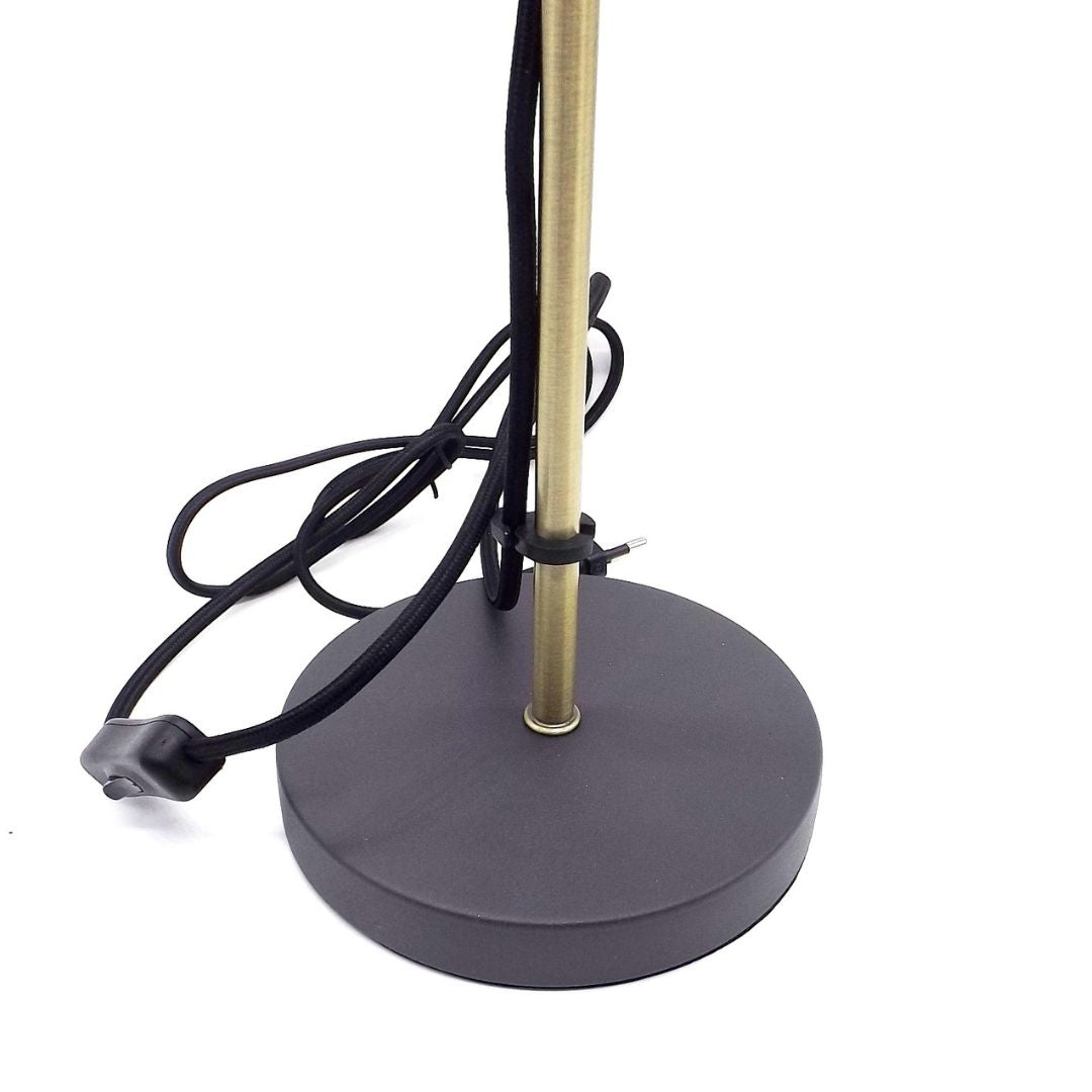 Lámpara de Mesa Gris y Dorada en Metal con Tulipa Orientable