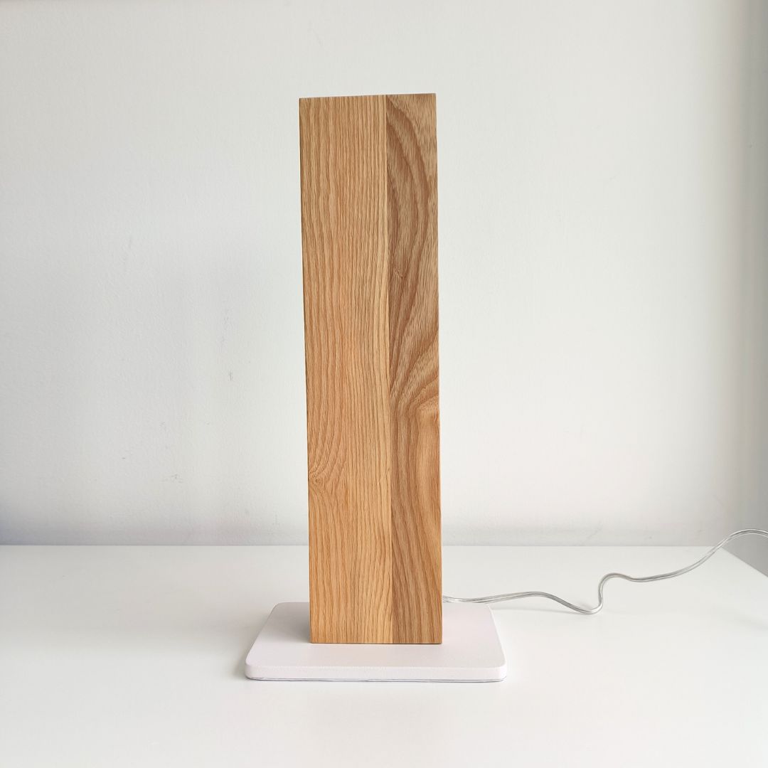 Lámpara de Mesa LED Madera Clara y Base Blanca 15W 3000K
