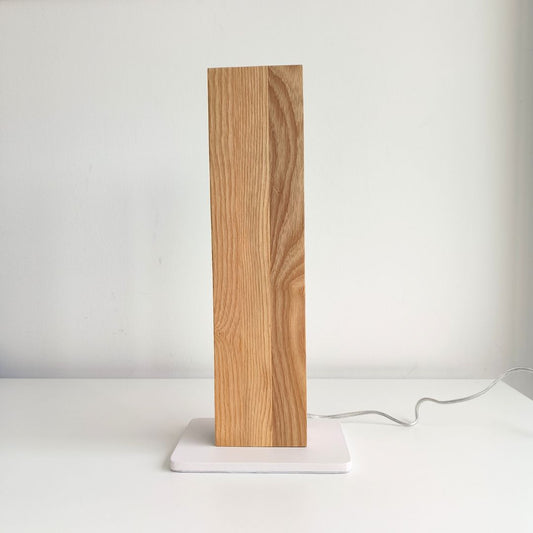 Lámpara de Mesa LED Madera Clara y Base Blanca 15W 3000K