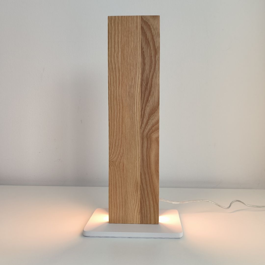 Lámpara de Mesa LED Madera Clara y Base Blanca 15W 3000K
