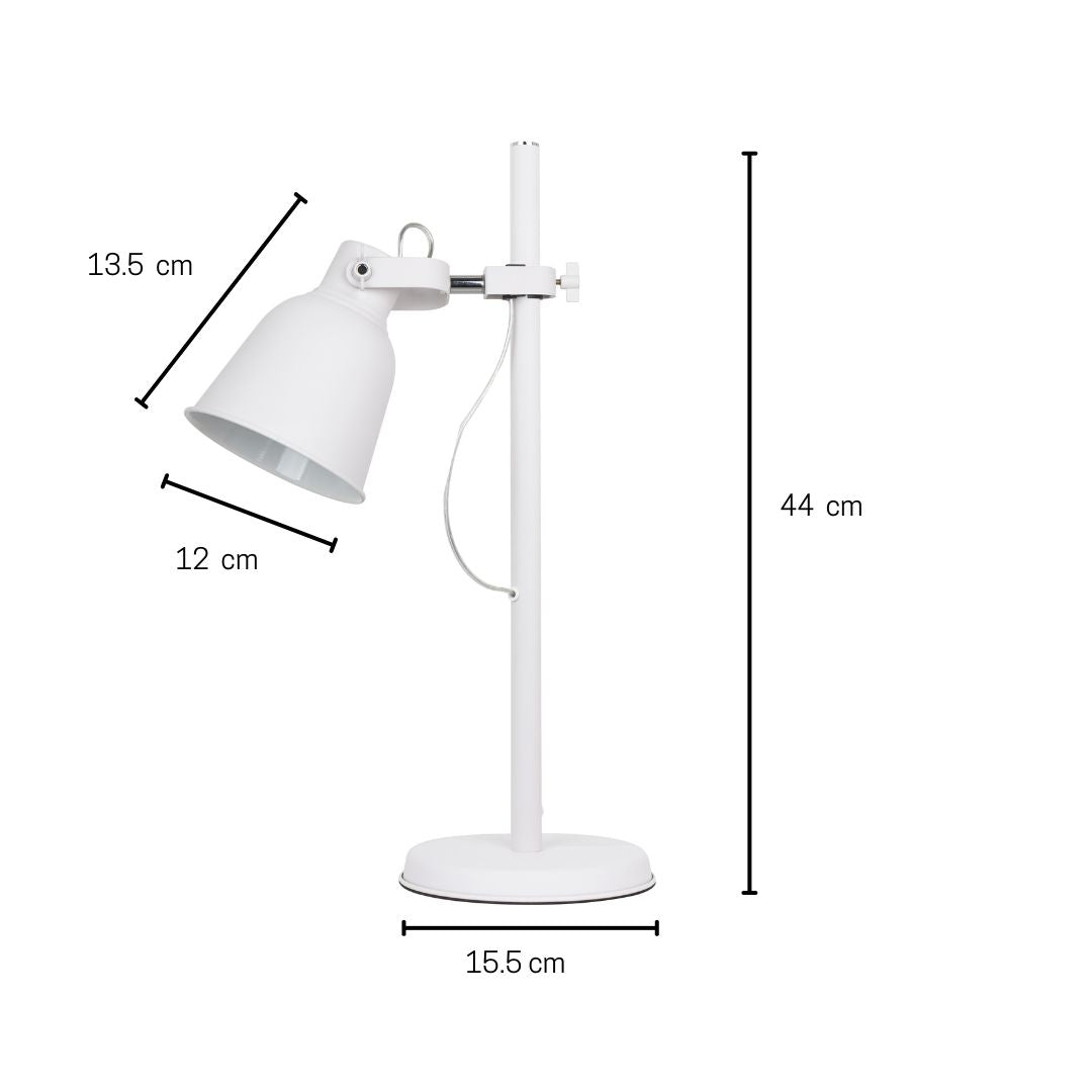 Lámpara de Mesa Flexo Blanca de Aluminio con Foco Orientable E27