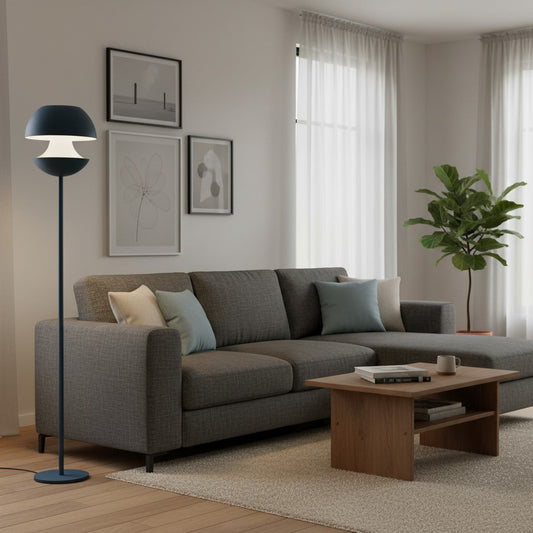 Lámpara de Pie Moderna de Metal Azul y Blanco