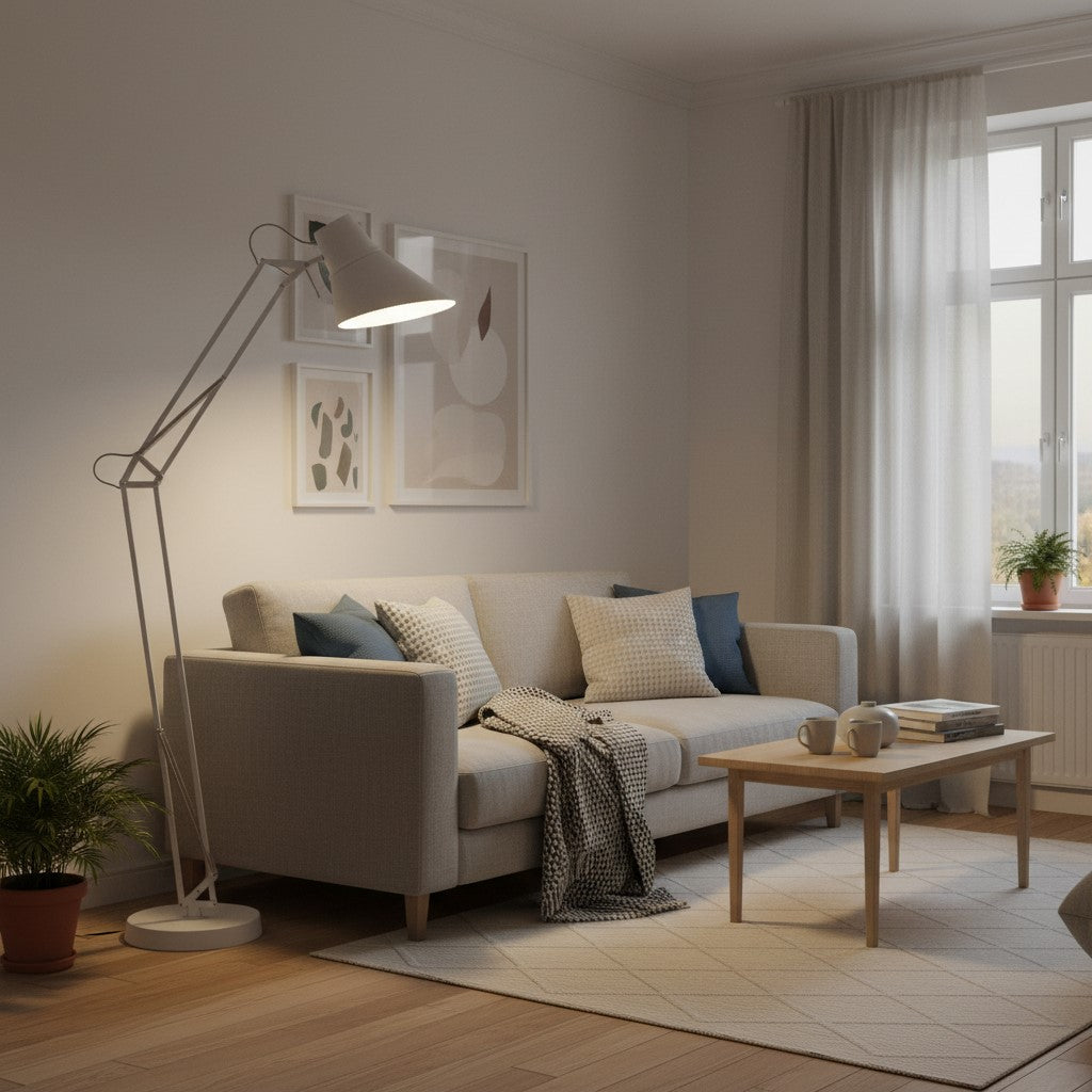 Lampadaire orientable en métal noir