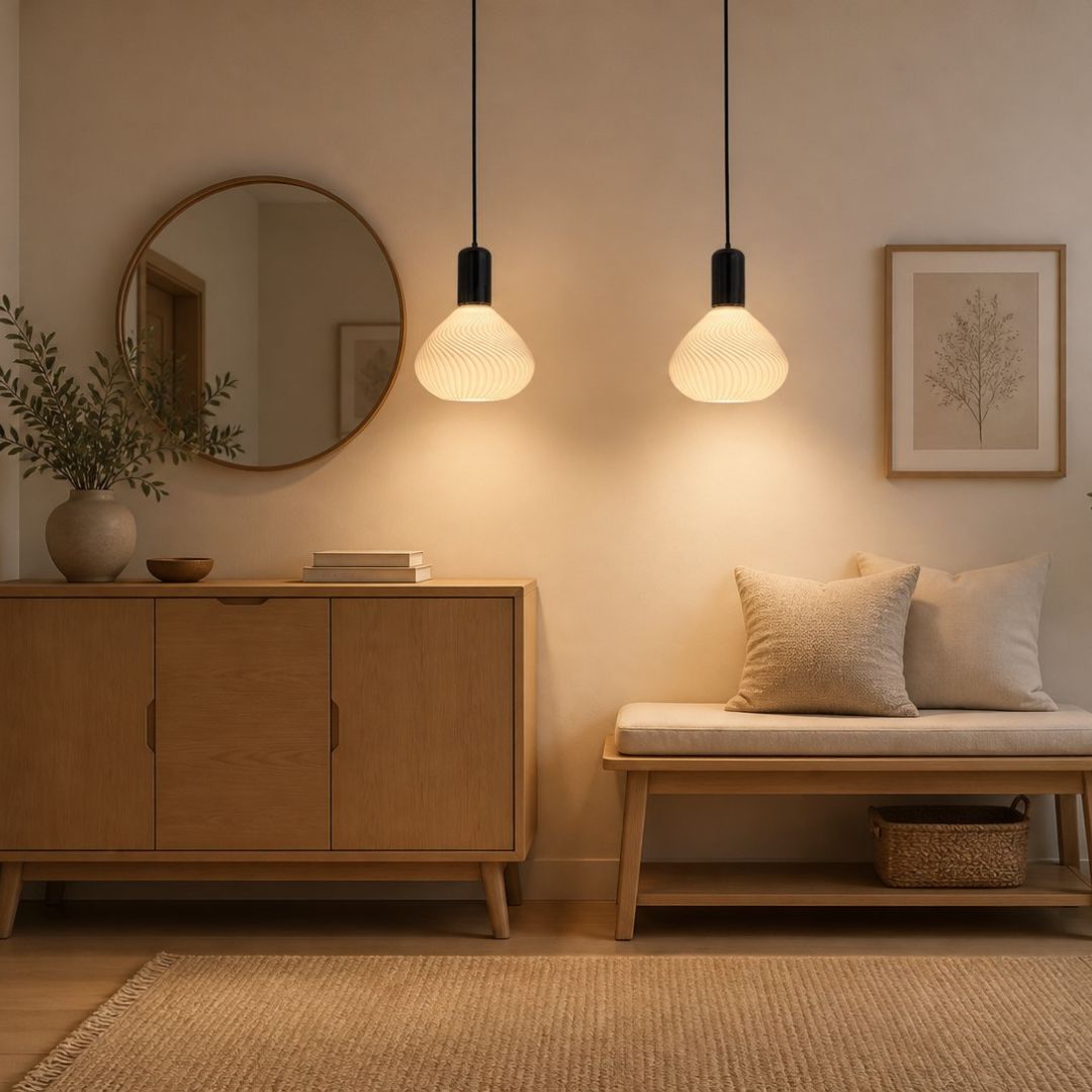 Candeeiro suspenso LED de corda natural 4W 3000K Ove 120mm x 153mm