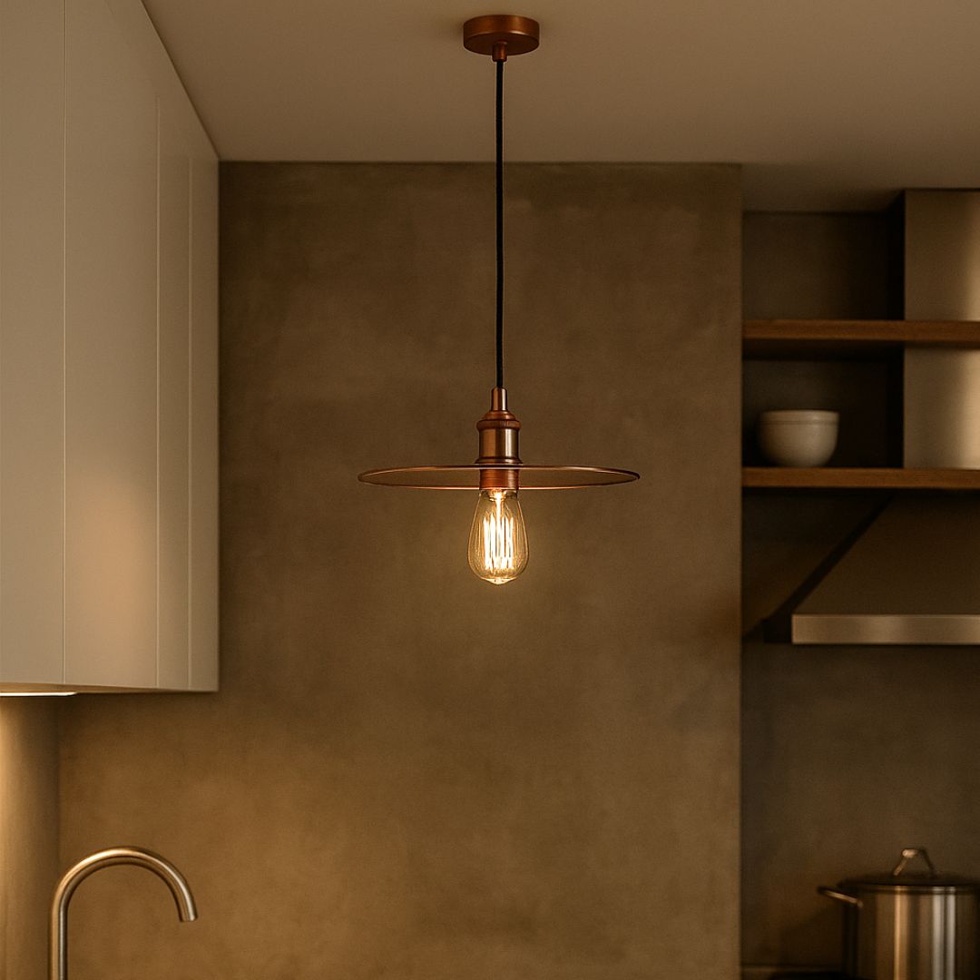 Lampe à suspension avec abat-jour en cuivre - Style industriel et sophistication