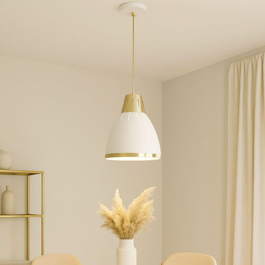 Lampe à Suspension de Plafond en Métal Blanc et Doré