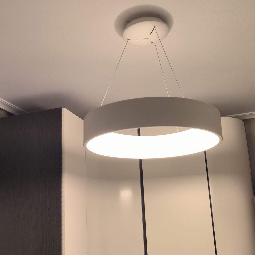 Candeeiro Suspenso Led Branco Círculo Design 80w 3000k