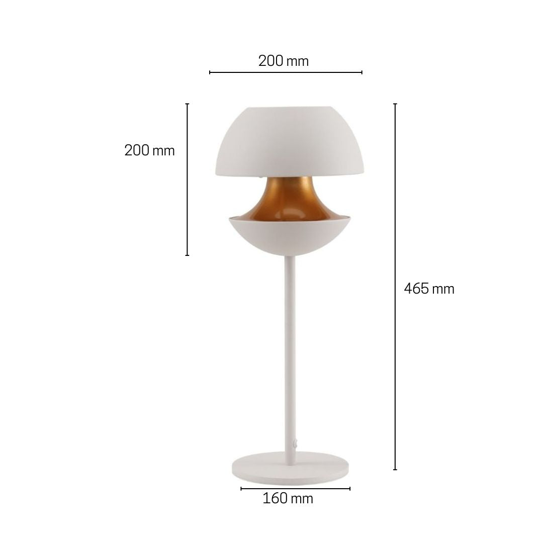 Lampe de table avec tulipe en blanc et or