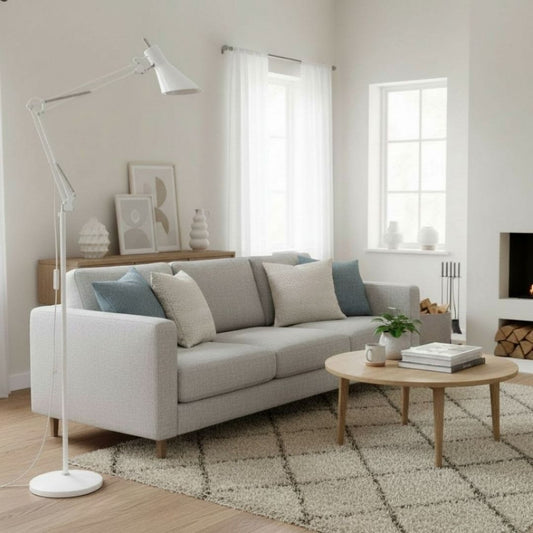 Lampadaire design moderne en blanc avec bras articulé
