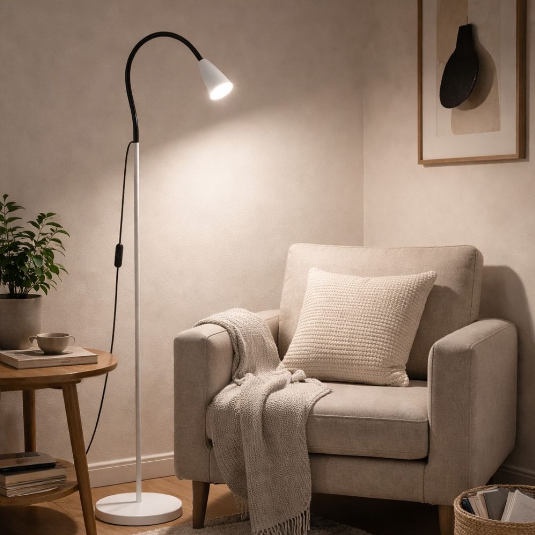 Candeeiro de pé vintage de madeira e cerâmica vidrada com 3 lâmpadas