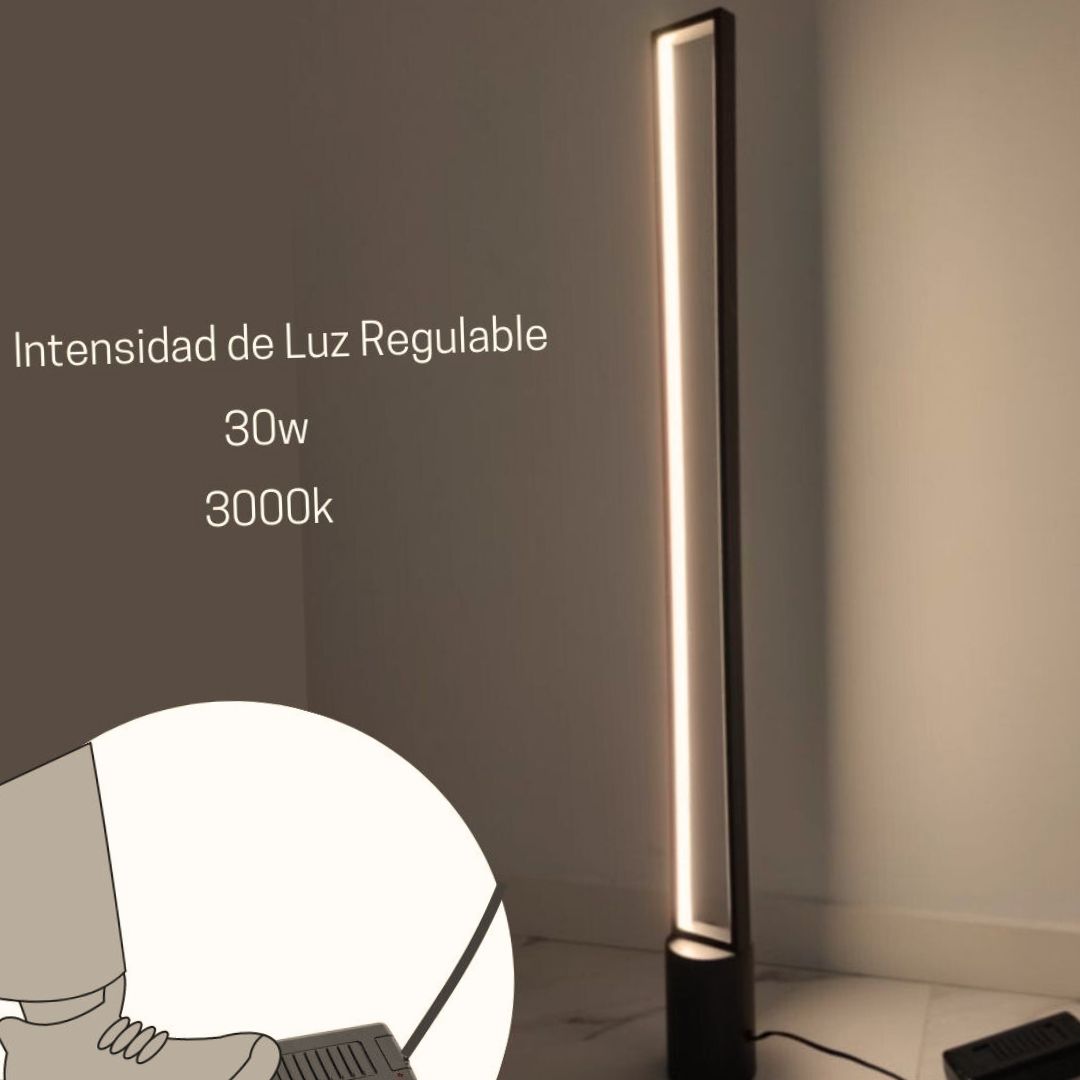 Lámpara de Pie Led Metal Negra Knut Intensidad Regulable 30w 3000k
