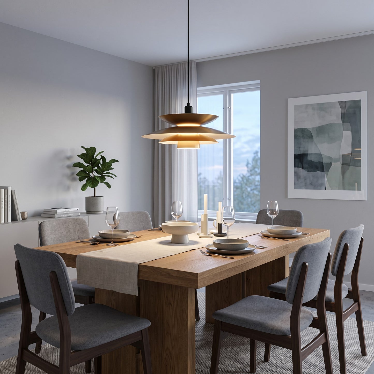 Lampe à suspension LED 72W 3000K avec abat-jour en toile de jute