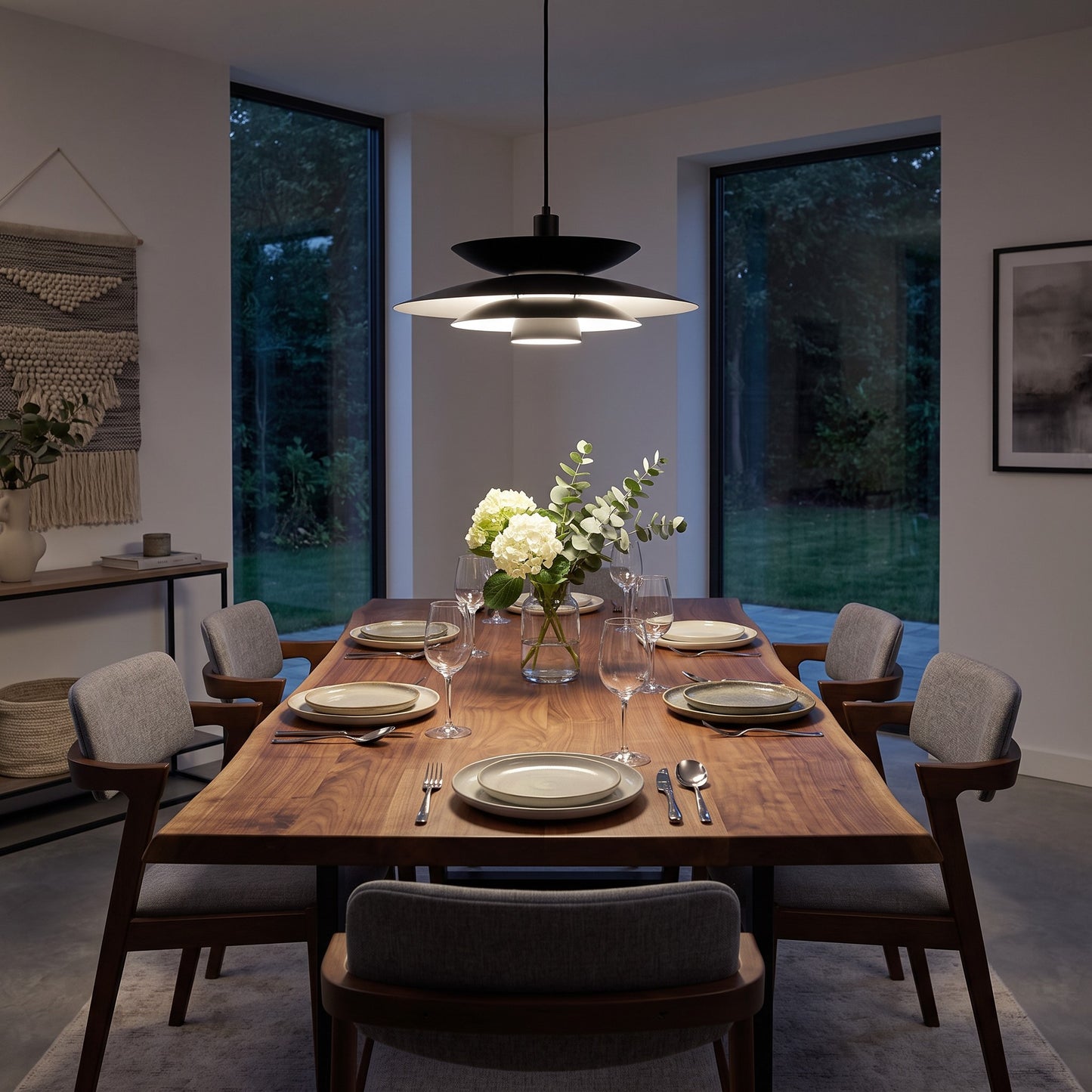 Lampe à suspension LED 72W 3000K avec abat-jour en toile de jute