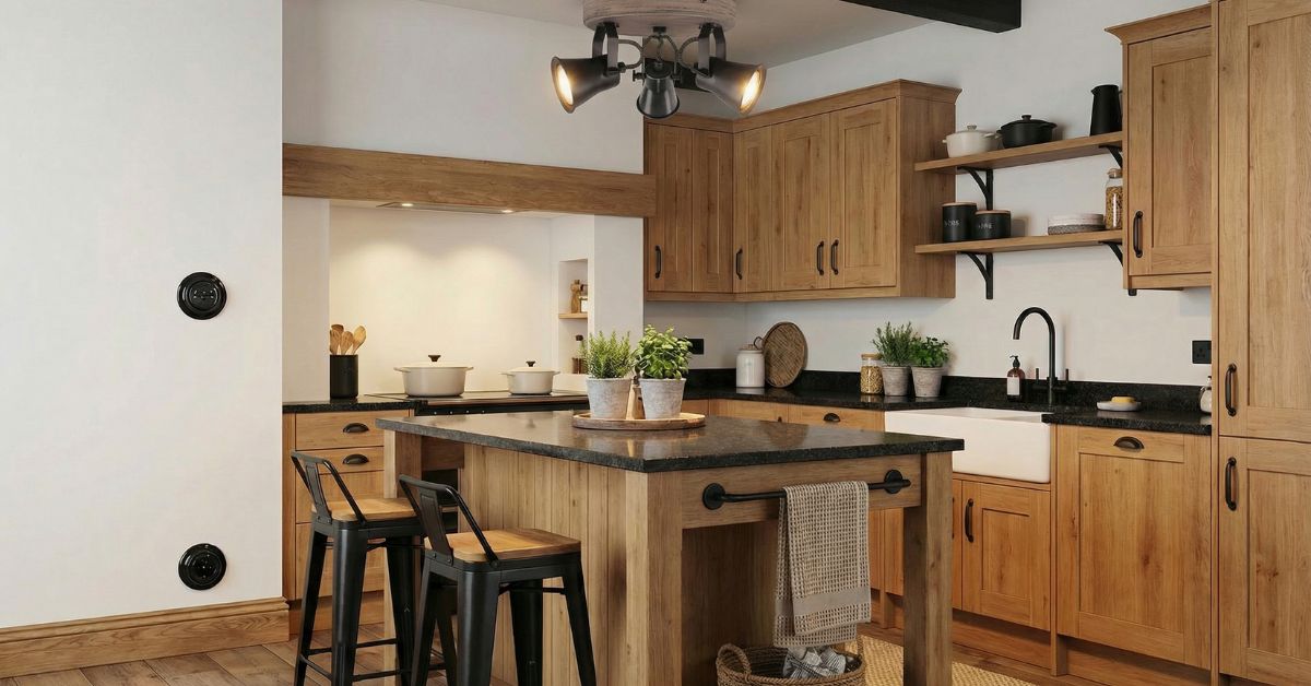 Interruptor de Cruzamiento Empotrable en Porcelana Negra