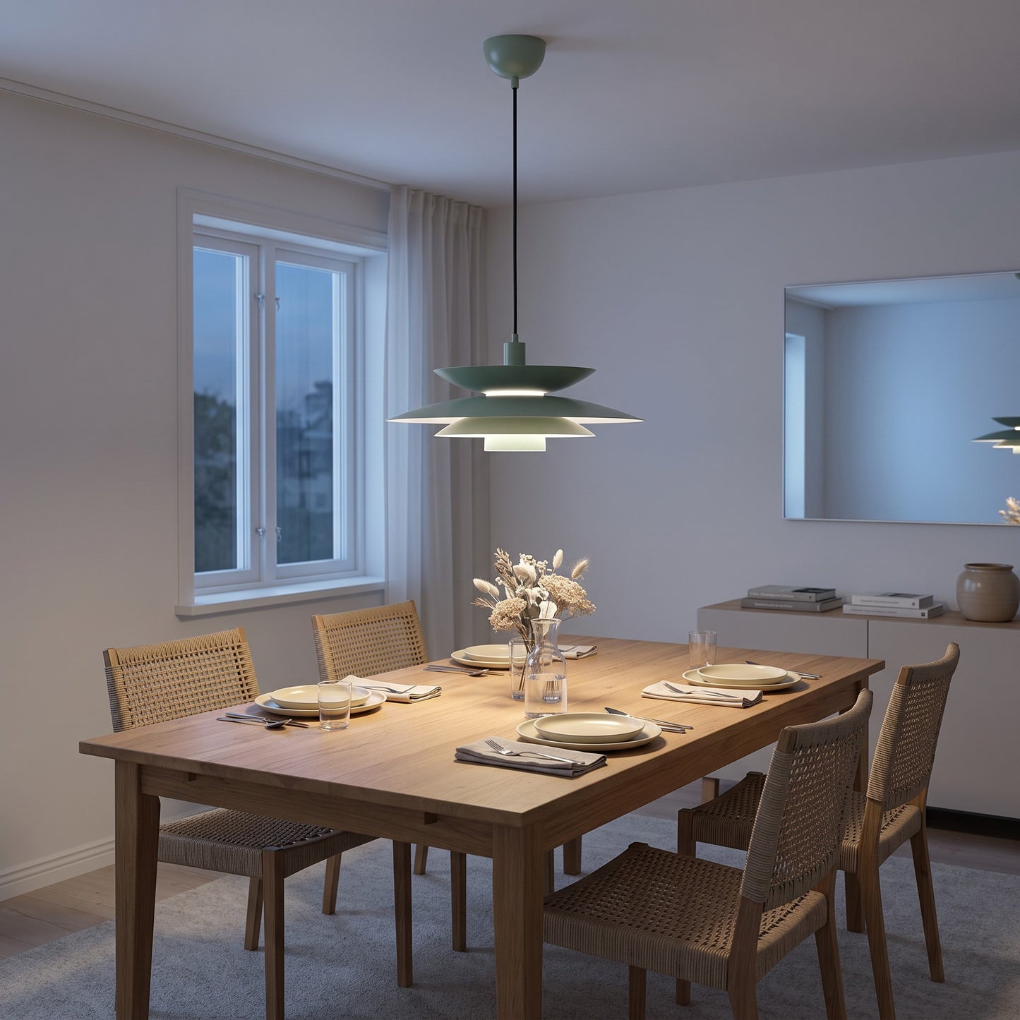 Lampe à suspension LED 72W 3000K avec abat-jour en toile de jute