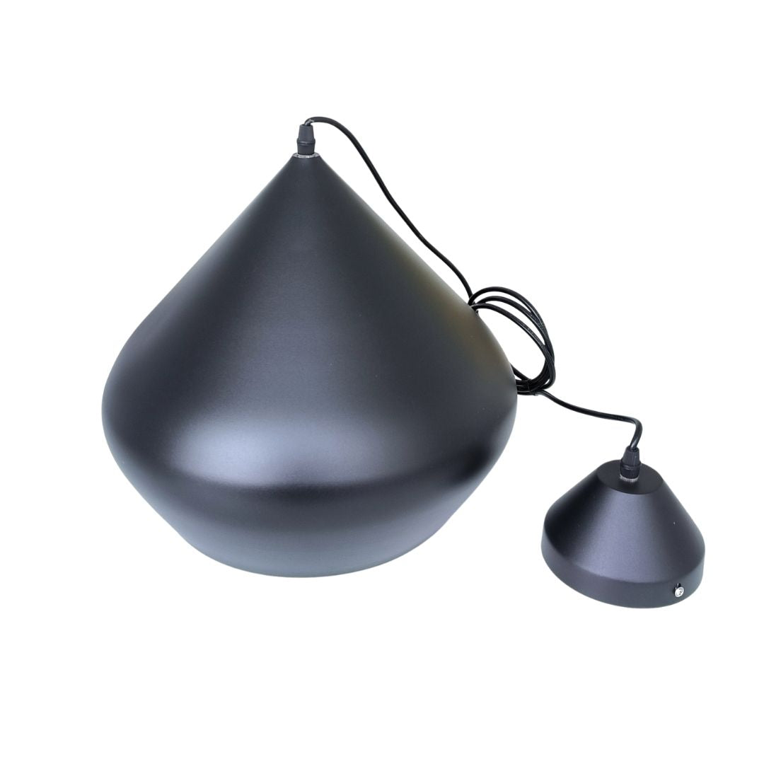 Lampe à Suspension Industrielle avec Abat-Jour Maxi Noir et Intérieur Vieil Or