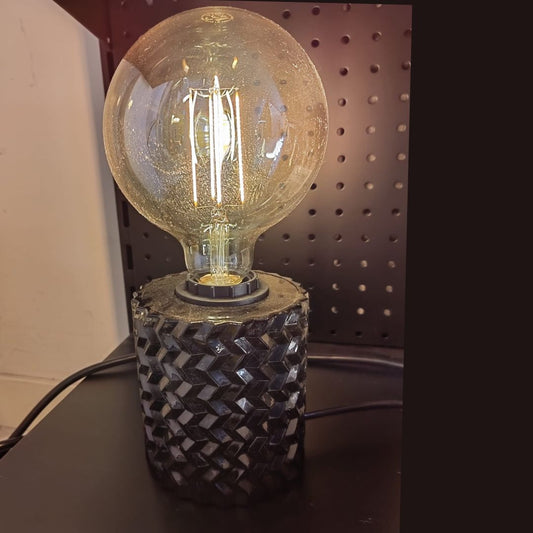 Lámpara  de Mesa, Cristal Gris con Cable, Clavija e Interruptor