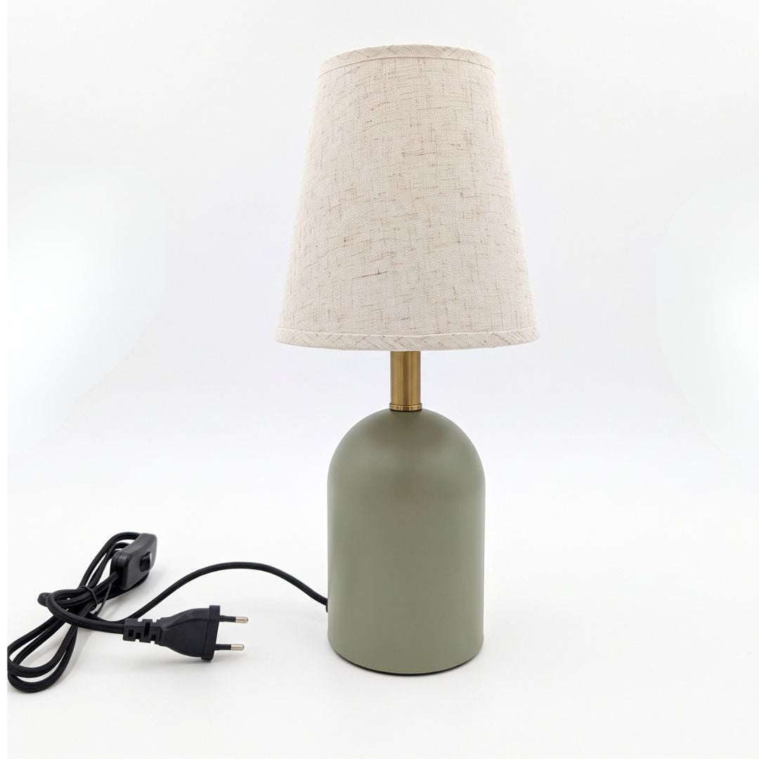 Lámpara de Mesa con Tulipa de Tela Beige y Pie Decorativo