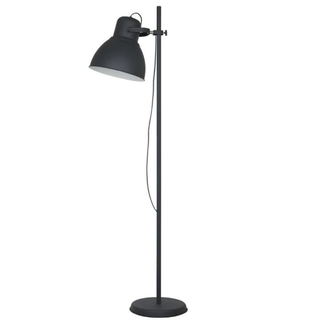 Lámpara de Pie de metal negro con 1 Foco y Altura Regulable