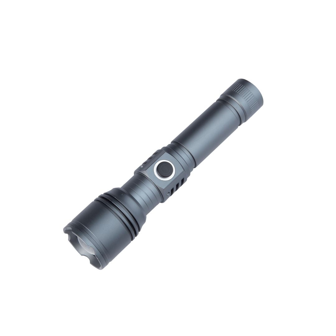 Lanterna LED recarregável USB profissional de alta potência, zoom e intensidade ajustável