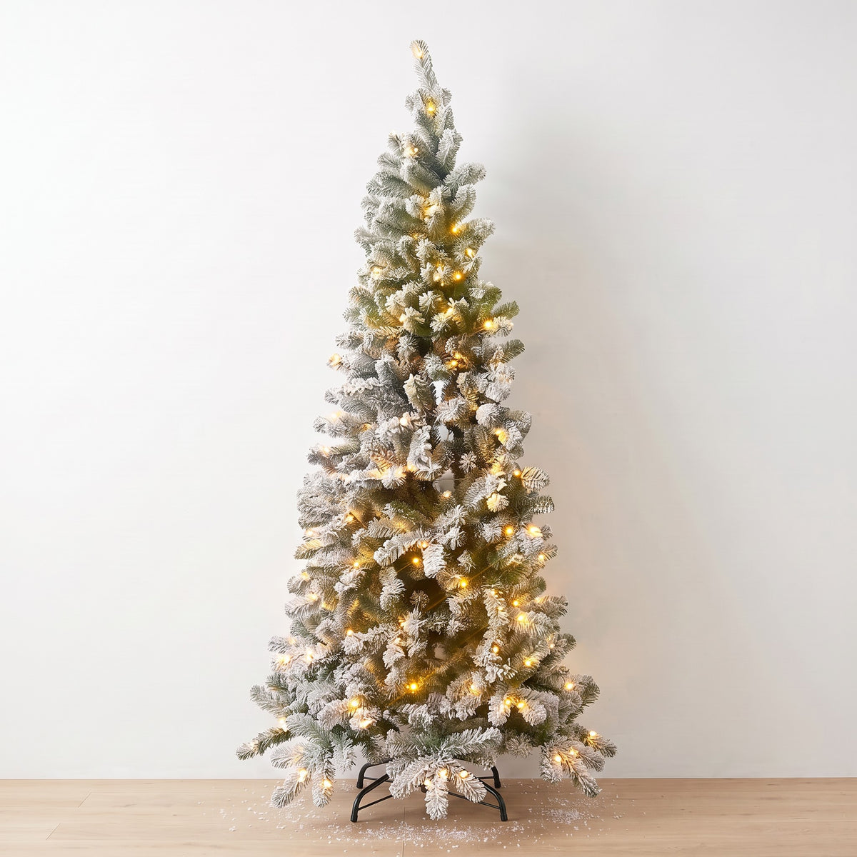 Medio Árbol de Navidad LED Nevado 210 cm – 190 Luces LED Cálidas, IP44