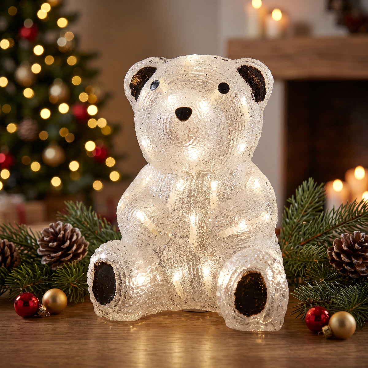 Osito sentado luminoso de 30 cm con 40 LED para interior y exterior