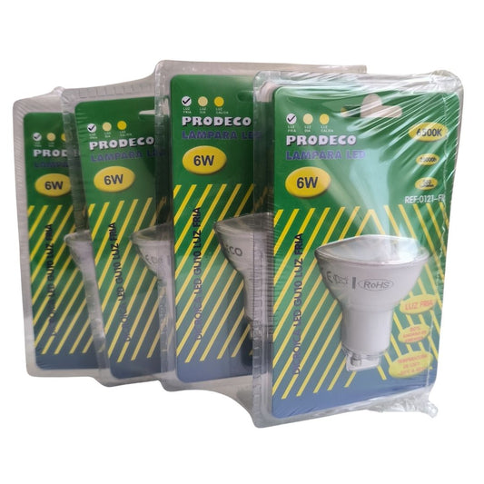 Pack x4 Bombillas LED GU10 6W – Luz Fría 6500K