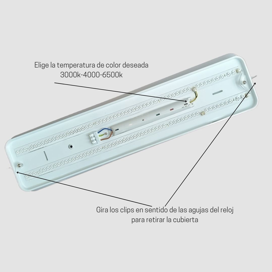 Plafón LED CTT 60W con Cambio de Tono, Rectangular 168x1200x56mm