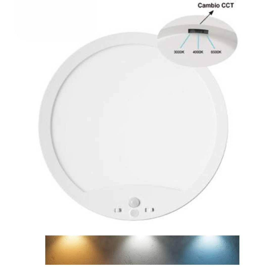Plafón Led 18W con Cambio de Tono y con Sensor de Presencia y Crepuscular