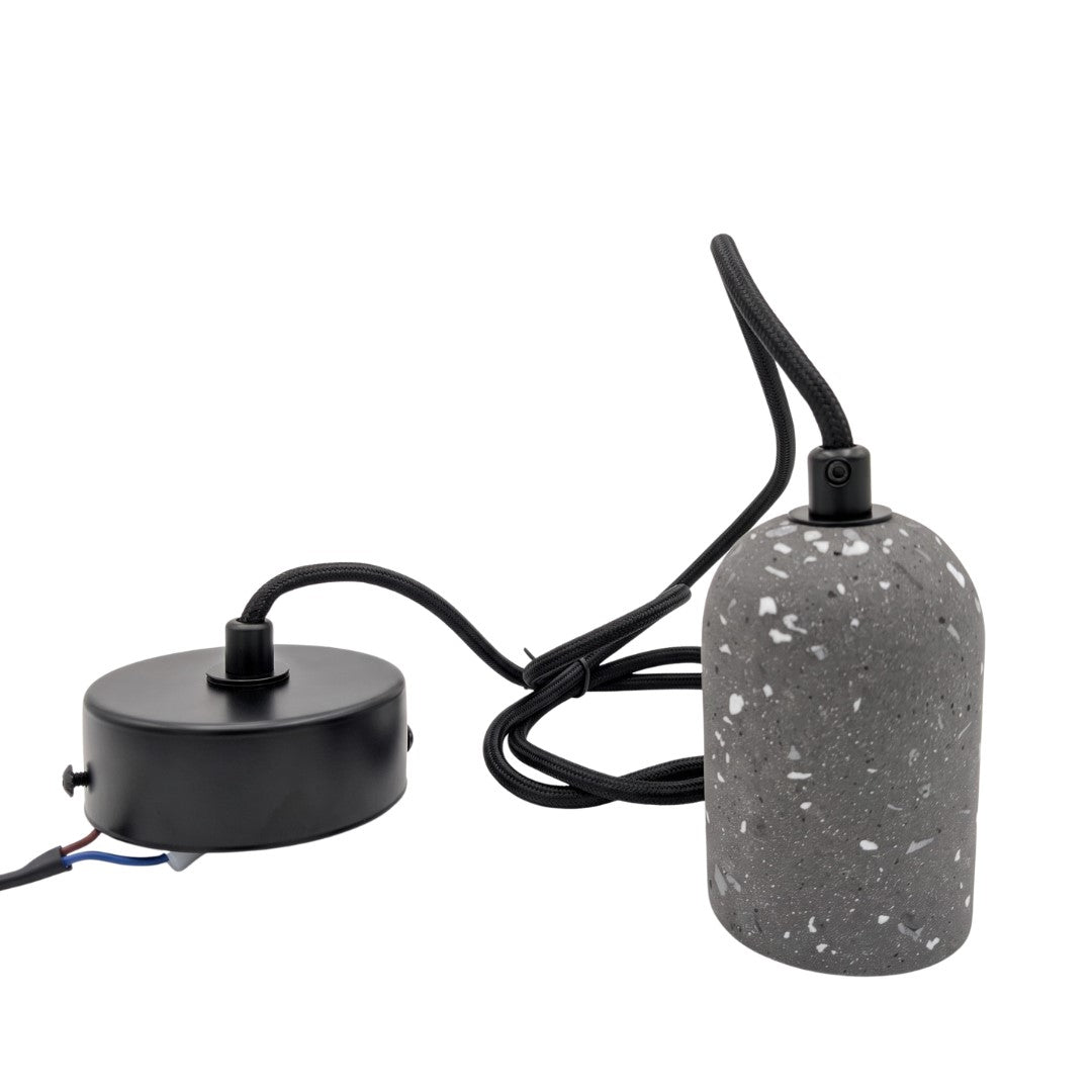 Douille de lampe suspendue en métal E27 avec câble noir et rosace de plafond