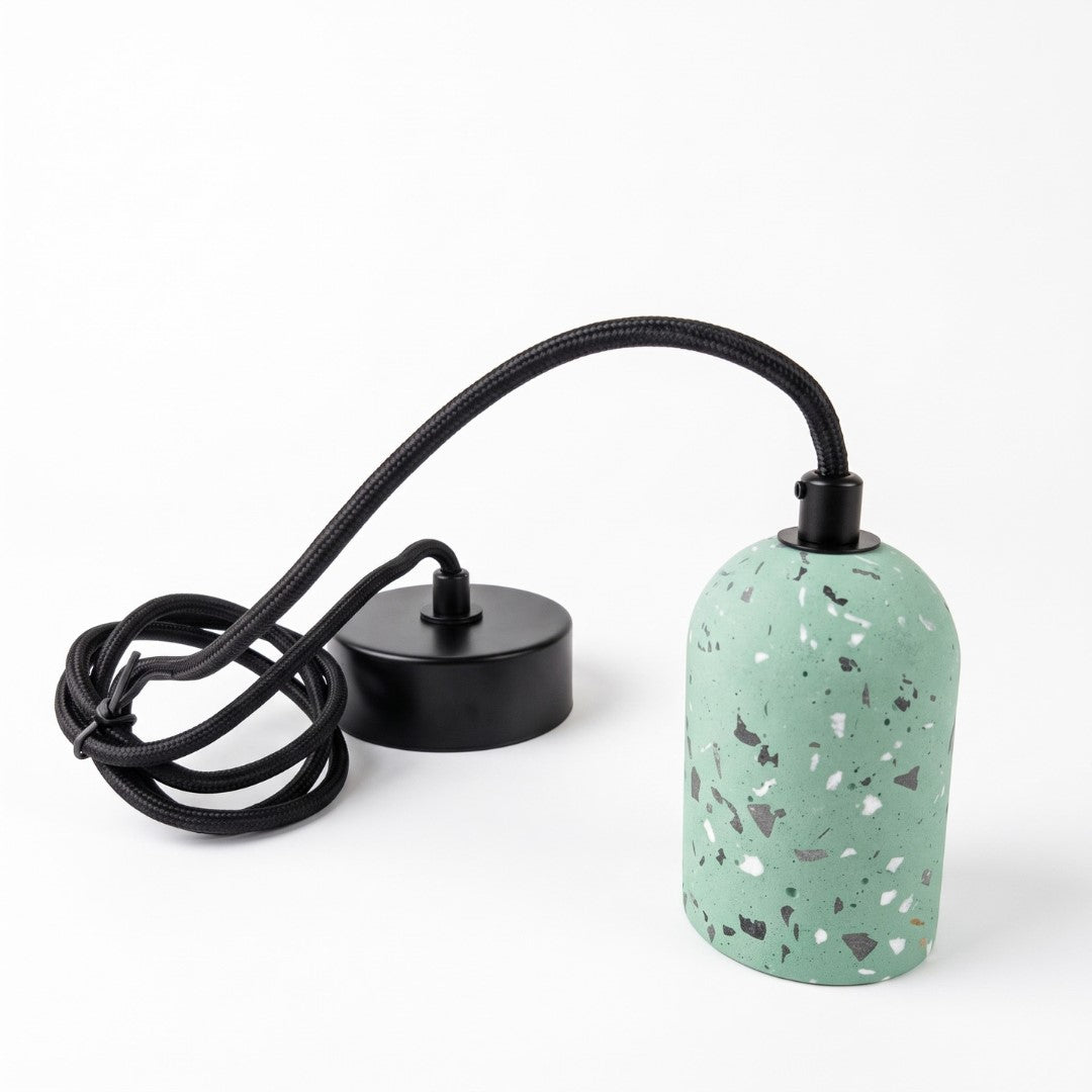 Douille de lampe suspendue en métal E27 avec câble noir et rosace de plafond