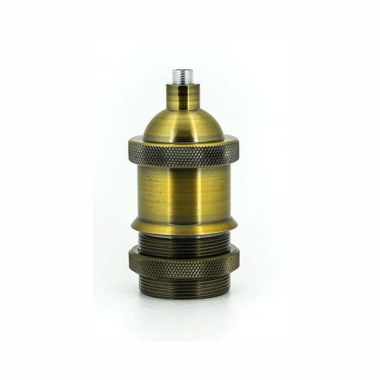 Portalámparas E27 Vintage de metal oro viejo e Interior Porcelana