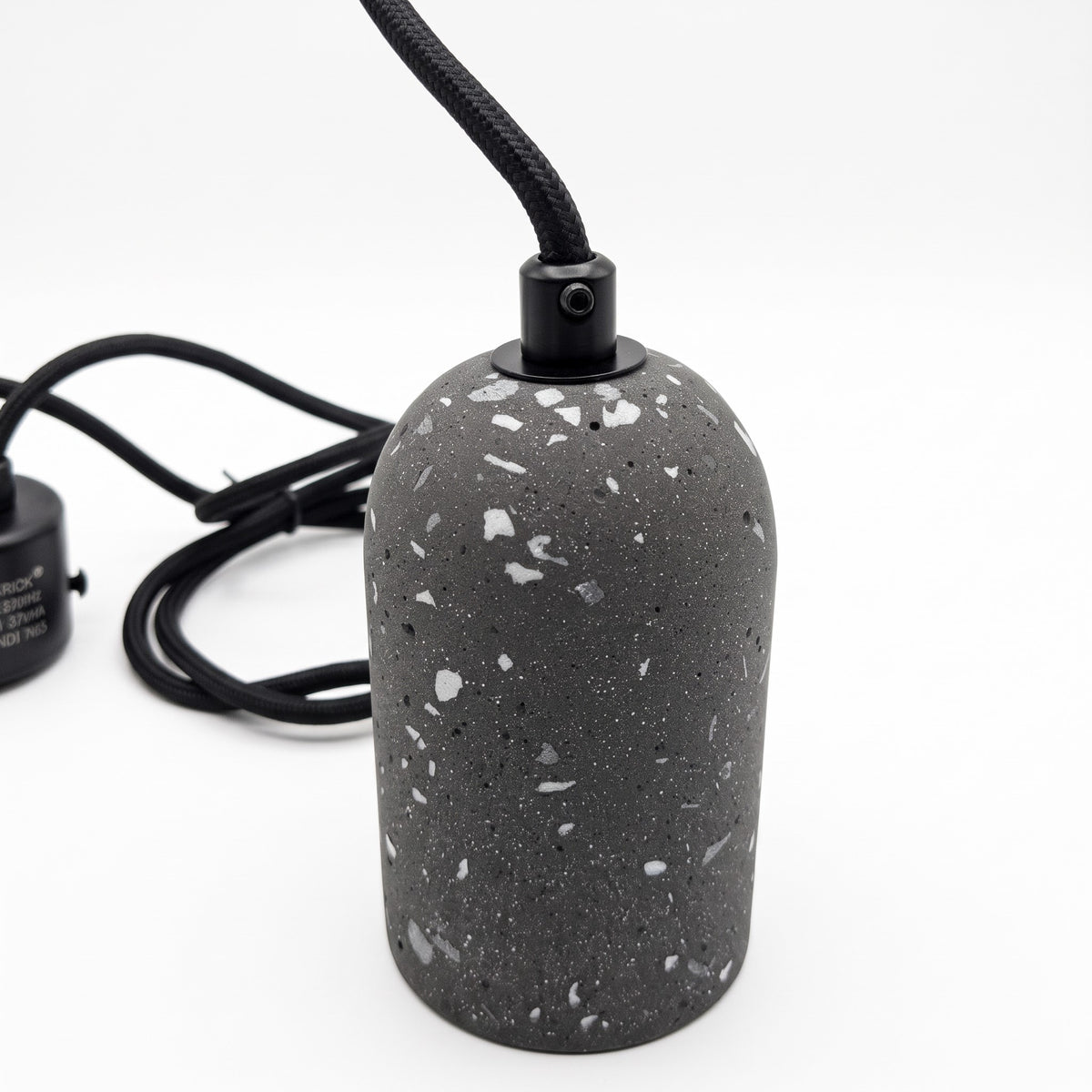 Douille de lampe suspendue en métal E27 avec câble noir et rosace de plafond