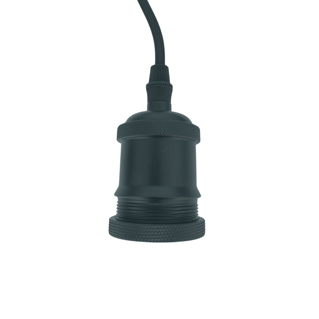 Kit Portalámparas E27 con Regulador, Cable Textil Negro 1,8m y Clavija negro 1