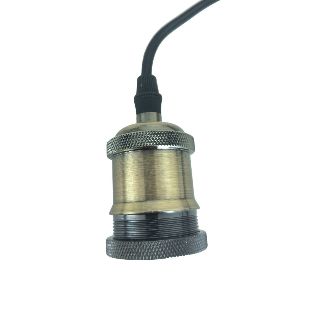Kit Portalámparas E27 con Regulador, Cable Textil Negro 1,8m y Clavija latón