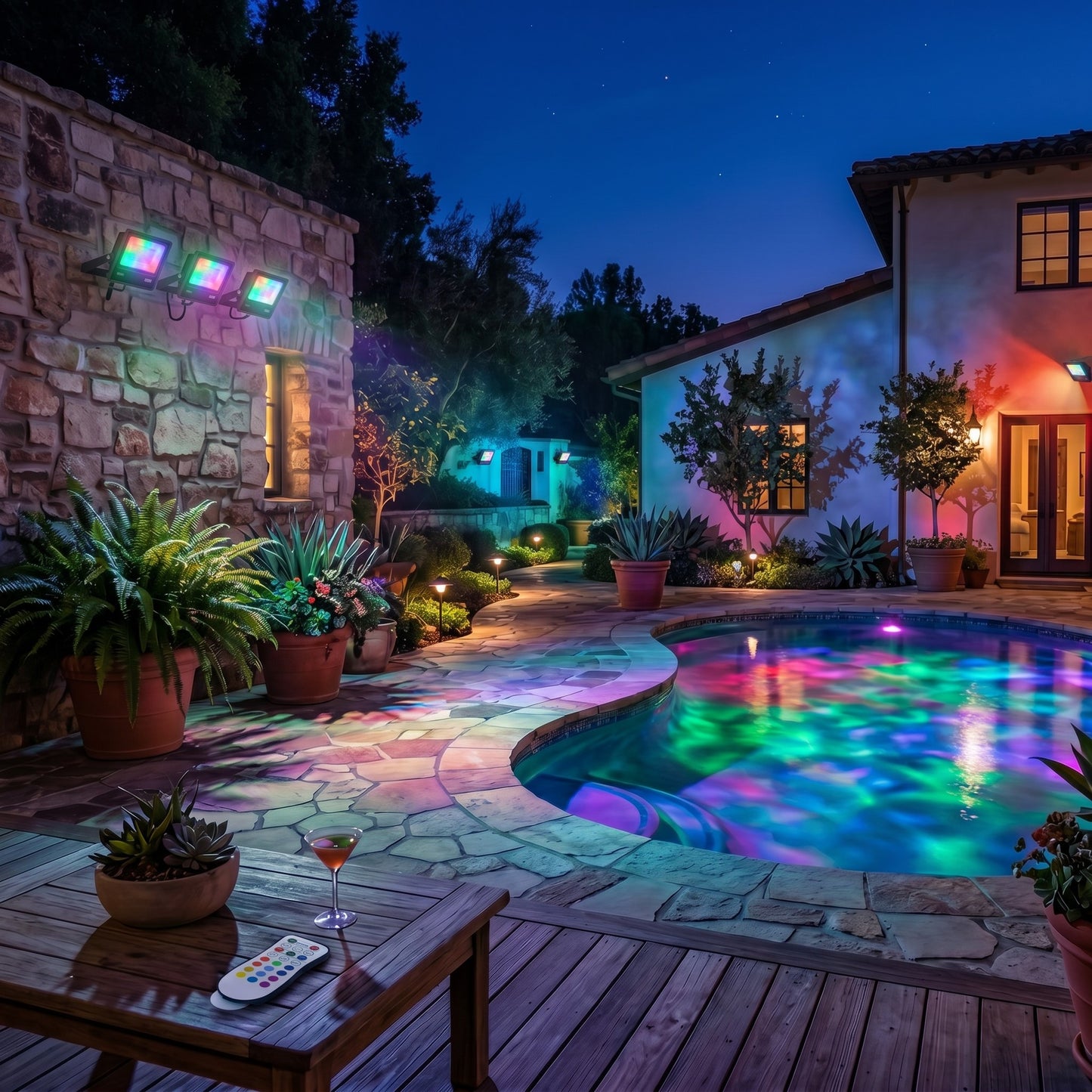 Projecteur LED RGB IP65 30W avec télécommande pour contrôler divers appareils